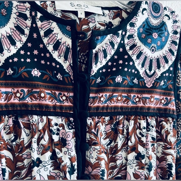 Sea New York Gemma Long Sleeve Mini Peasant Dress, Size 2 - Picture 9 of 9